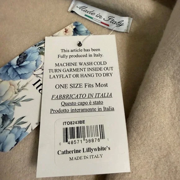 Catherine Lillywhite's Womens Beige Draped Waterfall Vest Made in Italy OSFM - Picture 4 of 6